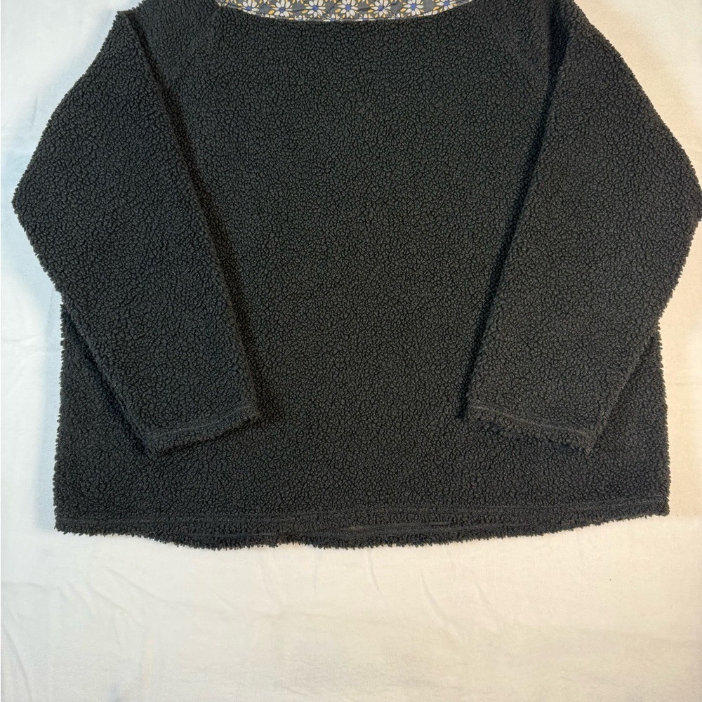 Vera Bradley Black and Flowered Top 3/4 Zip-up Fleece Pullover Size XL - Picture 5 of 6